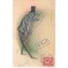 n°23391 - Carte Gaufrée - 1er Avril - Poisson Humanisé portant un haut de forme et une canne - Surréalisme
