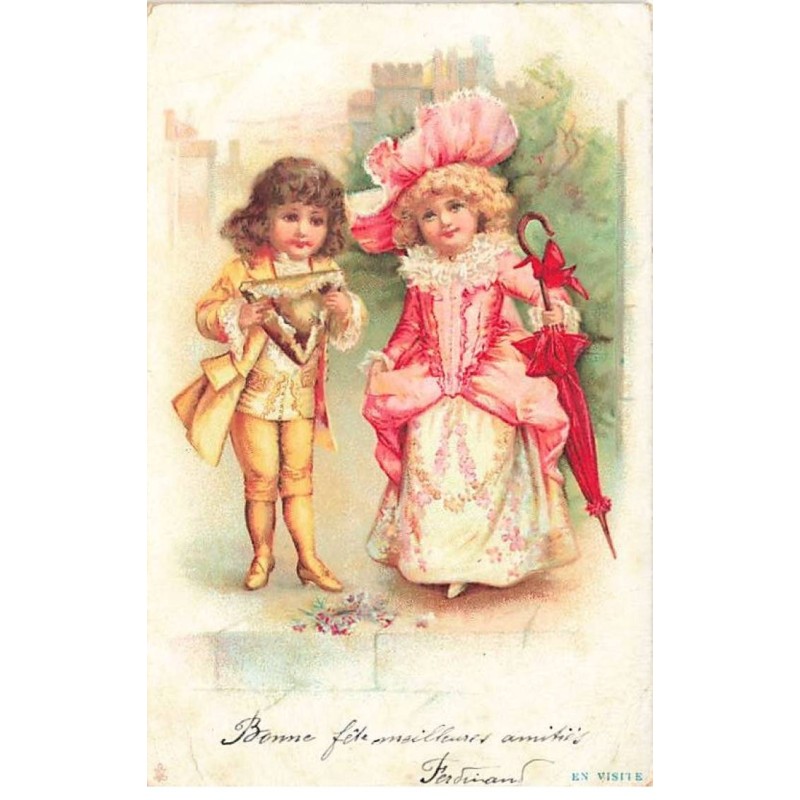 n°23399 - Fantaisie - Clapsaddle - En Visite - Jeune couple se promenant