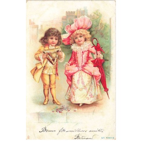 n°23399 - Fantaisie - Clapsaddle - En Visite - Jeune couple se promenant