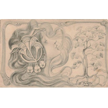 n°23403 - Art Nouveau - B. Patella - Jeune femme regardant un arbre