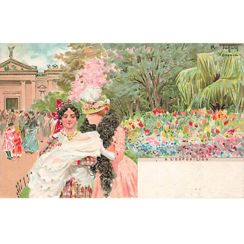n°23411 - Illustrateurs - R. Tafuri - A L'Esposizion - Jeunes femmes dans un parc fleuri