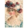 n°23412 - Fantaisie - Jeune femme portant un chapeau à plumes