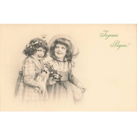 n°23416 - MM Vienne n°370 - Joyeuses Pâques - Deux fillettes, l'une portant un lapin