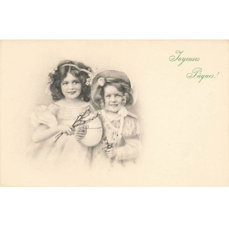 n°23419 - MM Vienne n°370 - Joyeuses Pâques - Deux fillettes, l'une portant un oeuf