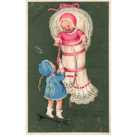 n°23428 - Carte Gaufrée - Flatscher - 1er Avril - Ainsi que ce bambin ...