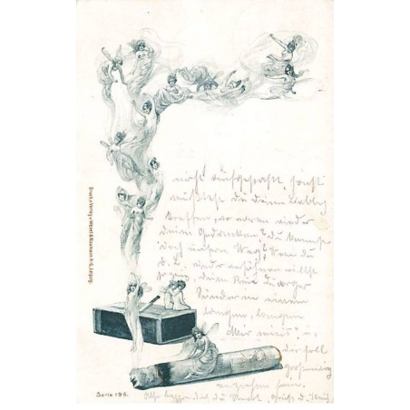 n°23434 - Wesel & Naumann - Nymphes dansant dans une fumée de cigarette - Surréalisme