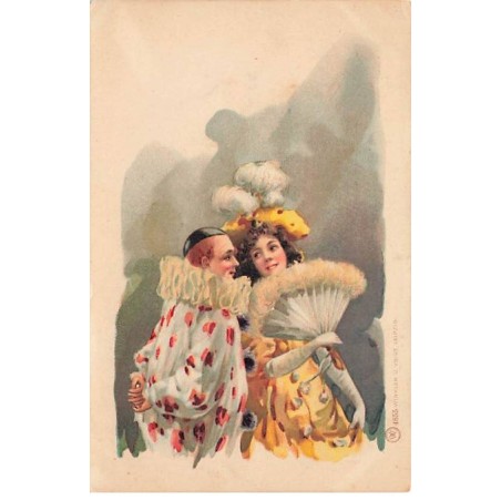 n°23436 - Winkler u. Voigt - Pierrot et Colombine s'éventant