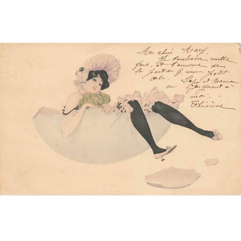 n°23456 - Art Nouveau - R. Kirchner - Jeune femme assise dans un oeuf