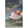 n°23461 - Illustrateur - Jeune femme au milieu d'un nénuphar, regardant une libellule humanisée - surréalisme