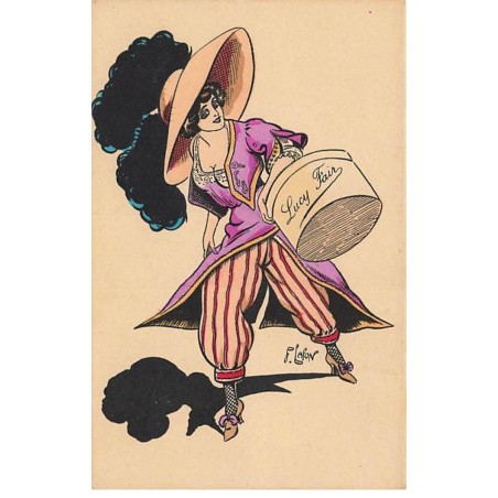 n°23462 - Illustrateur - F. Lafon - Lucy Fair - Jeune femme portant une boite à chapeau