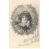 n°23464 - Noël - MM Vienne n°476 - Joyeux Noël - Jeune femme au milieu d'une couronne en Sapin et Houx