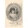 n°23467 - Noël - MM Vienne n°476 - Joyeux Noël - Jeune femme au milieu d'une couronne en Gui et en Houx