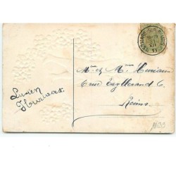 n°11639 - Carte Fantaisie Gaufrée - Bonne Année - Enfant peignant un 1