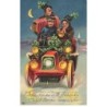 n°23478 - Carte Gaufrée - Nouvel An - Trois hommes dans une voiture, deux jouant de la musique
