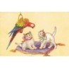 n°23490 - Animaux - Chats regardant un perroquet