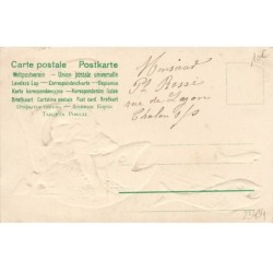 n°23494 - Carte Gaufrée - Clapsaddle - Amitié - Fillette sur le dos d'un poisson