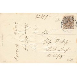 n°23518 - Carte Gaufrée - Nouvel An - Frohes Neujahr - Fillettes et un chien sur une luge