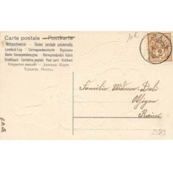 n°23519 - Nouvel An - Clapsaddle - Deux anges, l'un avec des lettres, l'autre assis sur un croissant de lune