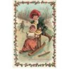 n°23525 - Carte Gaufrée - Nouvel An - Style Brundage - Enfants sur un lac gelé