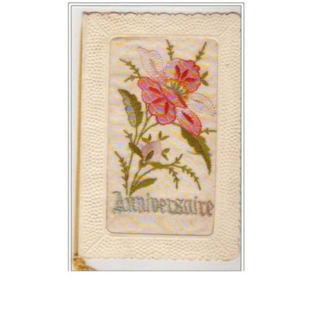 n°2353 - Carte Brodée - Anniversaire - Aubépine