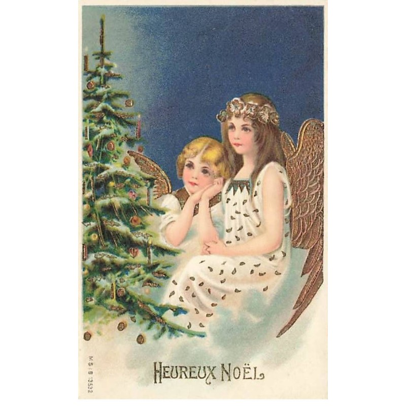 n°23535 - Carte Gaufrée - MSIB 13532 - Heureux Noël - Anges admirant un sapin