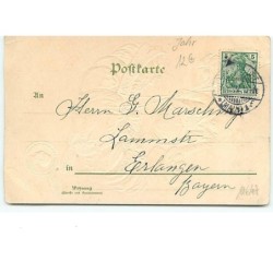 n°11647 - Carte Fantaisie Gaufrée - Prosit Neujahr ! - Cochon habillé - Pièces d'Or