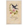 n°2355 - Carte Brodée - Bonne Fête - Horondelle apportant le courrier