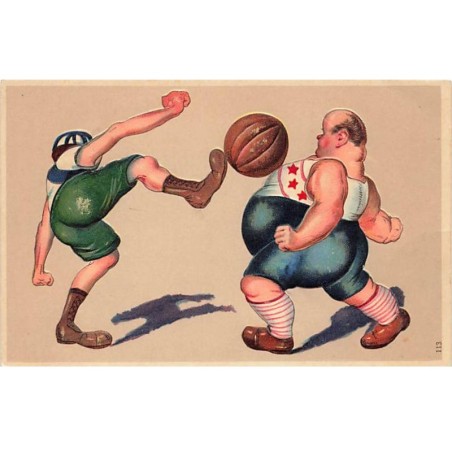 n°23550 - Carte Gaufrée - Hommes jouant avec un ballon
