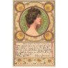 n°23554 - Art Nouveau - Kosa - Portrait d'une femme de profil, au milieu de marguerites