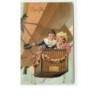 n°11649 - Carte Fantaisie Gaufrée - New Year Greetings - Enfants dans une nacelle de dirigeable