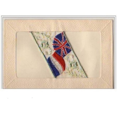n°2356 - Carte Brodée - Drapeaux français et anglais