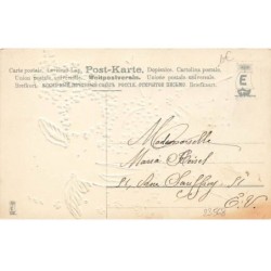 n°23568 - Carte Gaufrée - MSIB 460 - Ange jouant d'un cor fait de myosostis