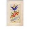 n°2357 - Carte Brodée - Anniversaire - Hirondelle apportant le courrier