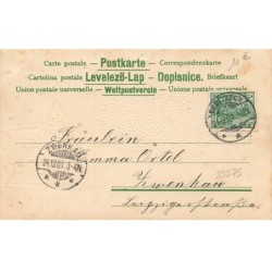 n°23575 - Carte Gaufrée - Fröhliche Weihnachten - Anges admirant une église au milieu d'une étoile