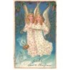 n°23579 - Carte Gaufrée - Fröhliche Weihnachten - Anges tenant un parchemin, et de l'encens