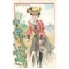 n°23585 - Fantaisie - Fleur de Route - Jeune femme sur un vélo