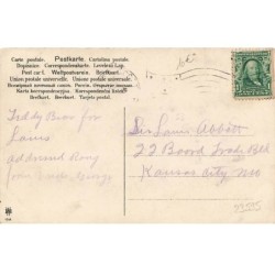 n°23595 - Fillette en kimono et ombrelle se promenant avec deux chiens