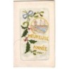 n°23602 - Carte Brodée - Heureuse Année - Gui, houx, phare et bateau