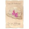n°23603 - Vive Sainte-Catherine - Bonnet en dentelle et  ruban rose