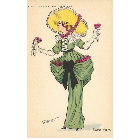 n°23610 - Illustrateur - G. Mouton - Panier fleuri - Les Femmes en Paniers