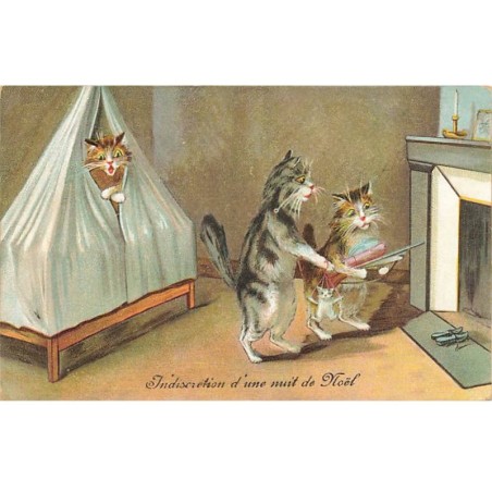 n°23618 - Illustrateur - Boulanger - Indiscrétion d'une nuit de Noël - Chats