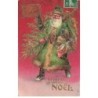 n°23627 - Carte Gaufrée - Joyeux Noël - Père Noël apportant des jouets, et un sapin