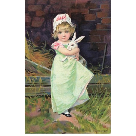 n°23642 - Fantaisie - Reckziegel - Fillette portant un lièvre