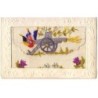 n°23651 - Carte Brodée - Drapeau et canon