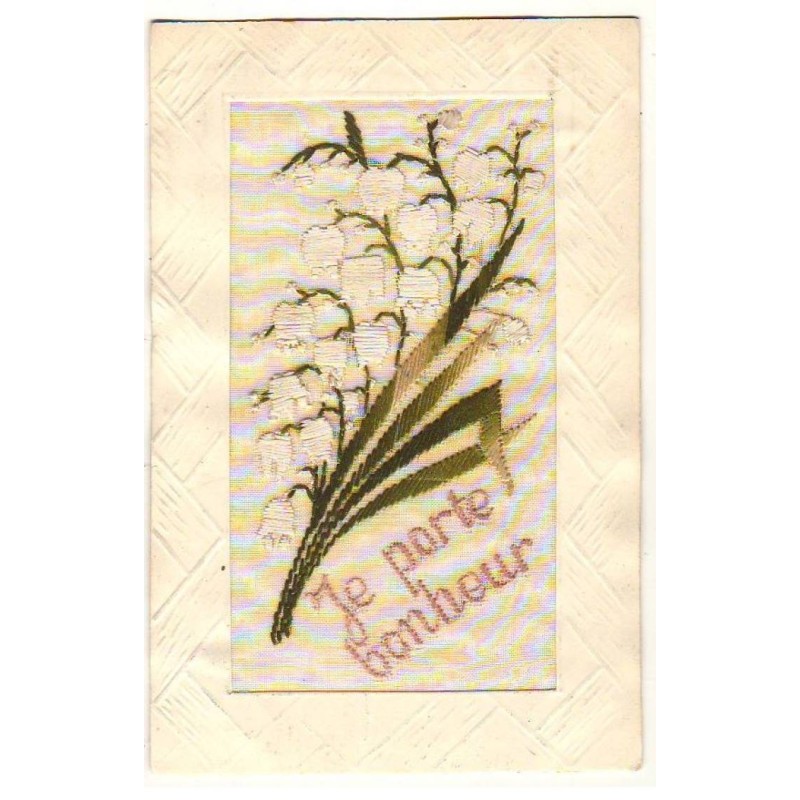 n°23652 - Carte Brodée - Je Porte Bonheur - Brins de Muguet