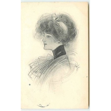 n°11660 - Carte Illustrateur - Portrait de Femme - Carte Anglaise