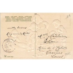 n°23675 - Carte Gaufrée - Flatscher Serie 7602 - Joyeuses Pâques - Enfants regardant des poussins dans un pré
