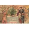 n°23691 - Carte Gaufrée - Fröhliche Weihnachten - Anges et une famille autour d'un sapin