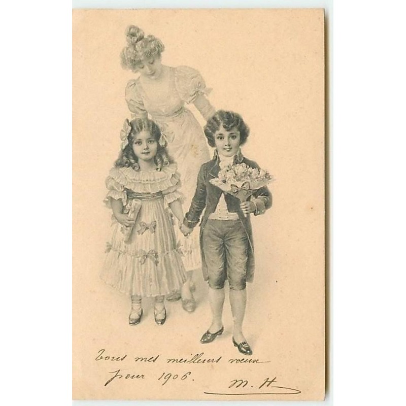n°11668 - Carte Fantaisie - MM Vienne n°159 - Heureuse Année - Femme et Enfants