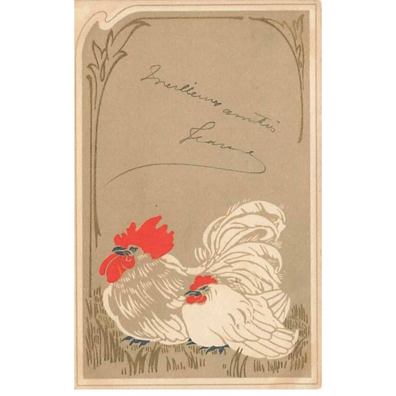 n°23705 - Illustrateur -Art Nouveau - Un coq et une poule